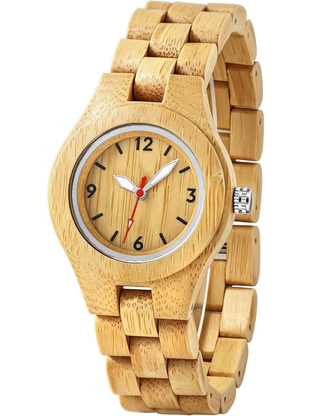 Women's All Cream Adjustable Strap and Lightweight Wooden Quartz Wrist Watches